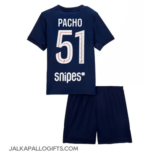 Paris Saint-Germain Willian Pacho #51 Koti Peliasu Lasten 2025-26 Lyhythihainen (+ Lyhyet housut)
